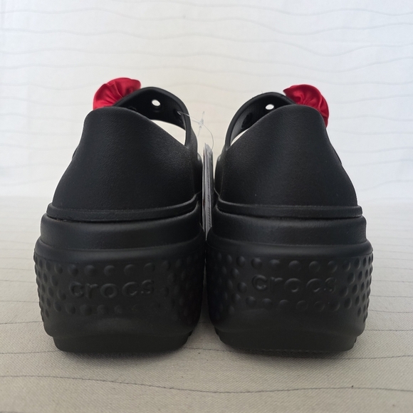 Crocs Womens Stomp Rosette Mary Jane Black Platform Clogs w/ Flower Size 8 NEW - Picture 5 of 11